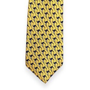 Vintage 90’s Silk Neck Tie Gap Ski Lovers Yellow & Blue Novelty Snow